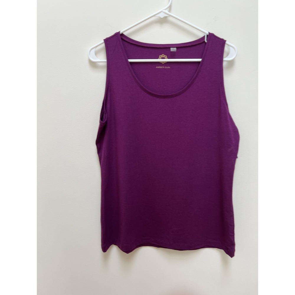 NWT Amber Sun Womens sleeveless Wine colored Tee Sz  L  soft comfortable casual